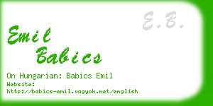 emil babics business card